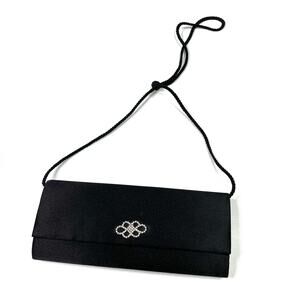 Black Satin Clutch Bag Formal Evening Unbranded